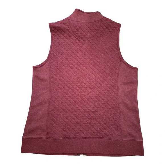 L.L.Bean Quilted Vest Full Zip Sleeveless Jacket Burgundy Layering Large Men's - Picture 8 of 8